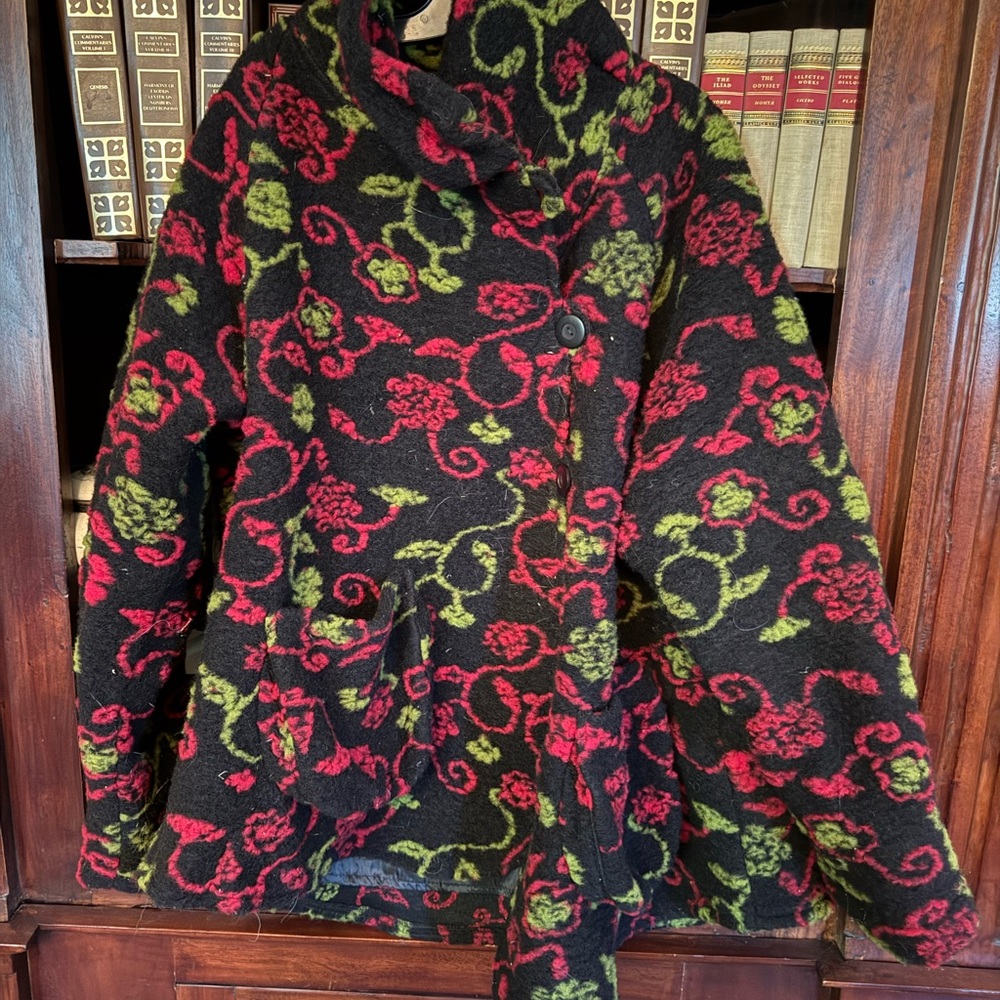 Black Label TransparenteRed and Green Patterned Teddy Jacket